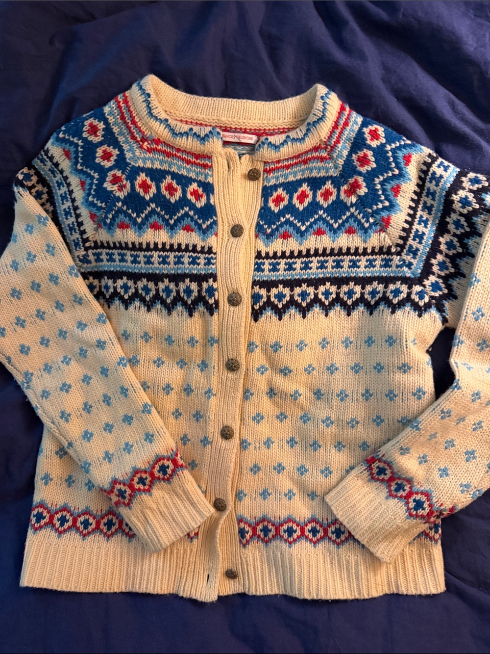 Frances Valentine wool cardigan fair isle size small